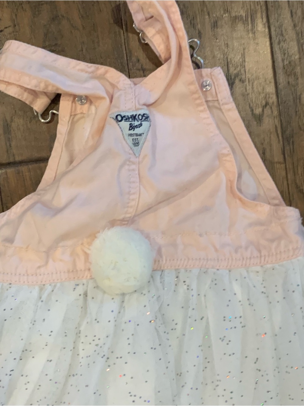 Pink Bunny Overall Dress with White Sparkle Tulle Skirt - Picture 5 of 5